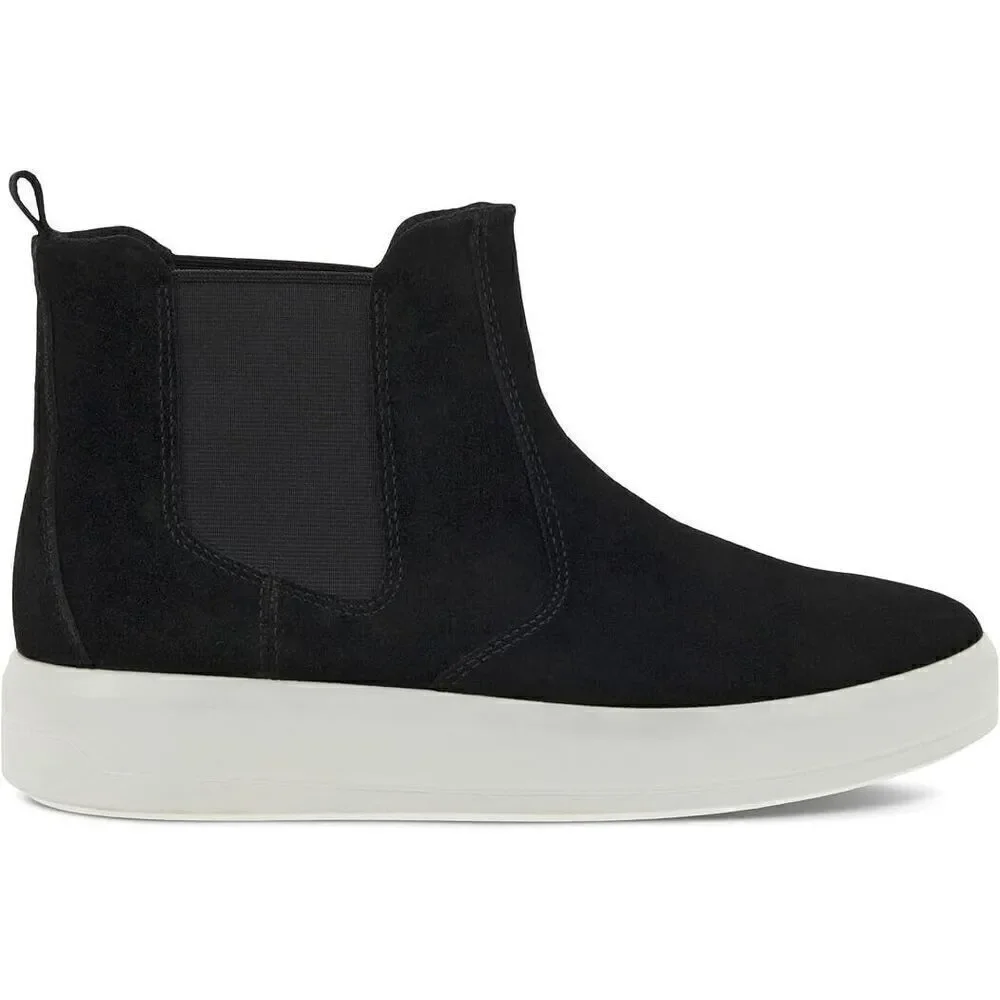 ECCO SOFT 9 Sz 9-9.5/40 Chelsea Boot Women Black Suede Ankle Comfort Booties New